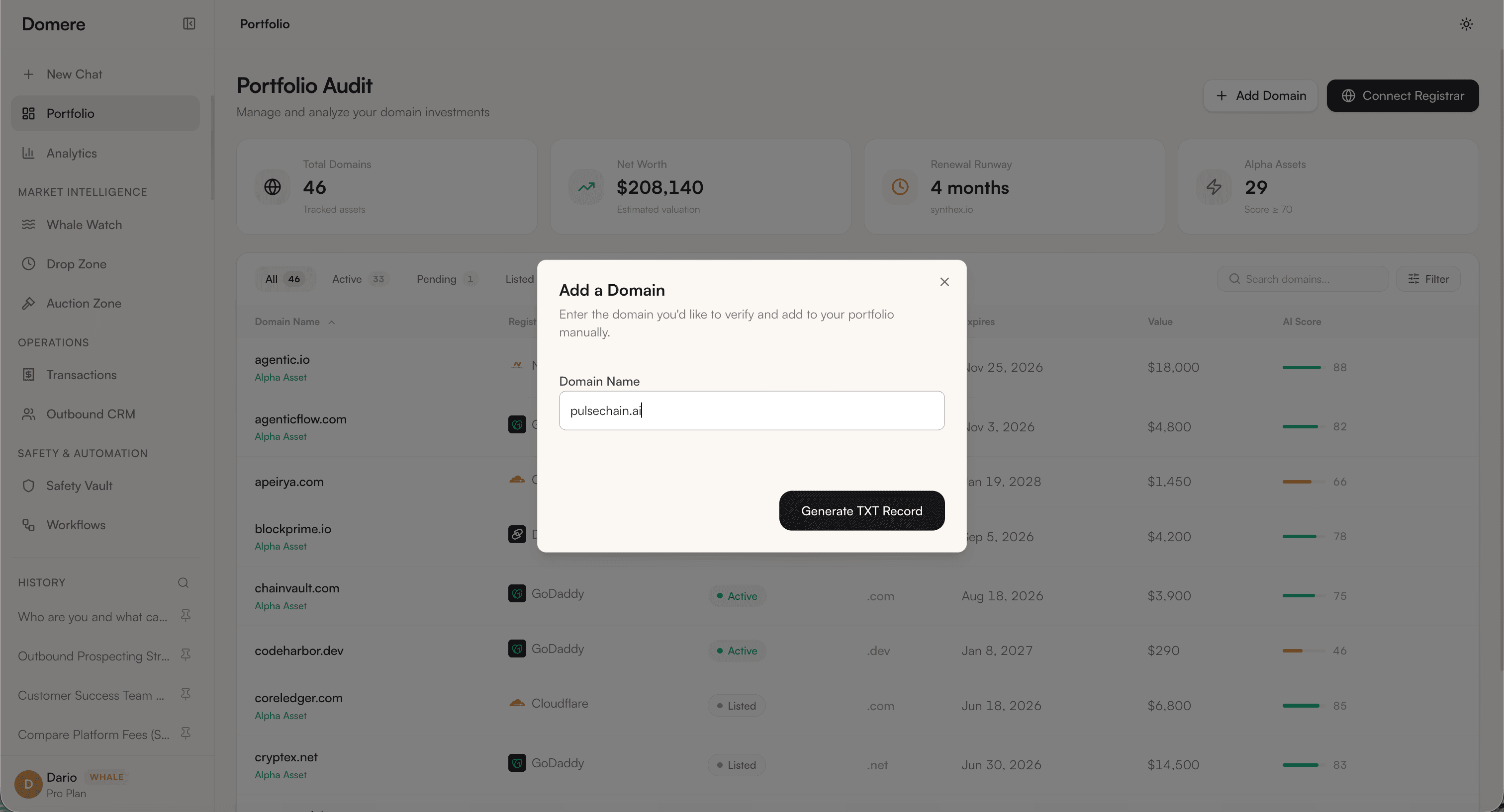 Add Domain — DNS Verification